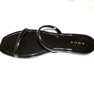 Aqua Womens Flat Jelly Sandal Shoes Black Sz 5 Slip On Two Strap